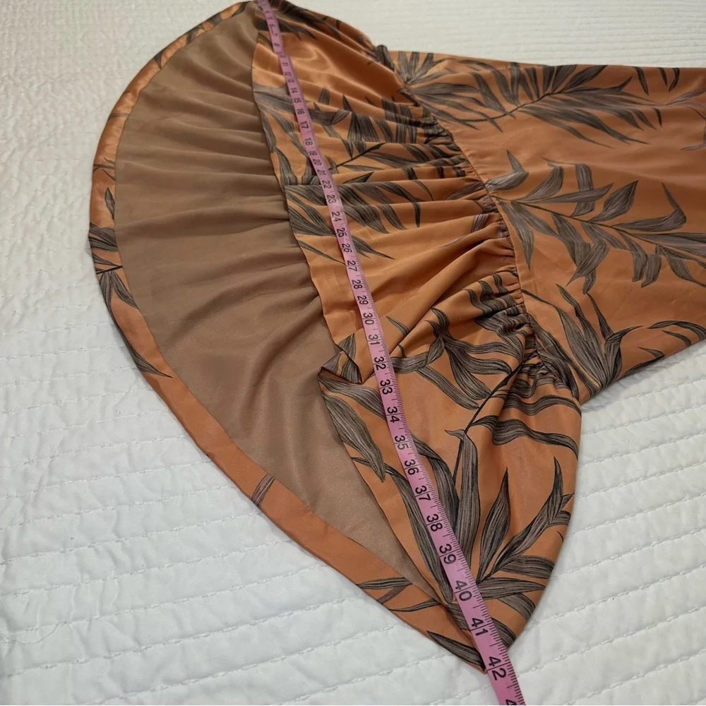 L'ATISTE Mermaid Tails Coral Brown Leaf Pattern Midi Dress - Picture 5 of 15